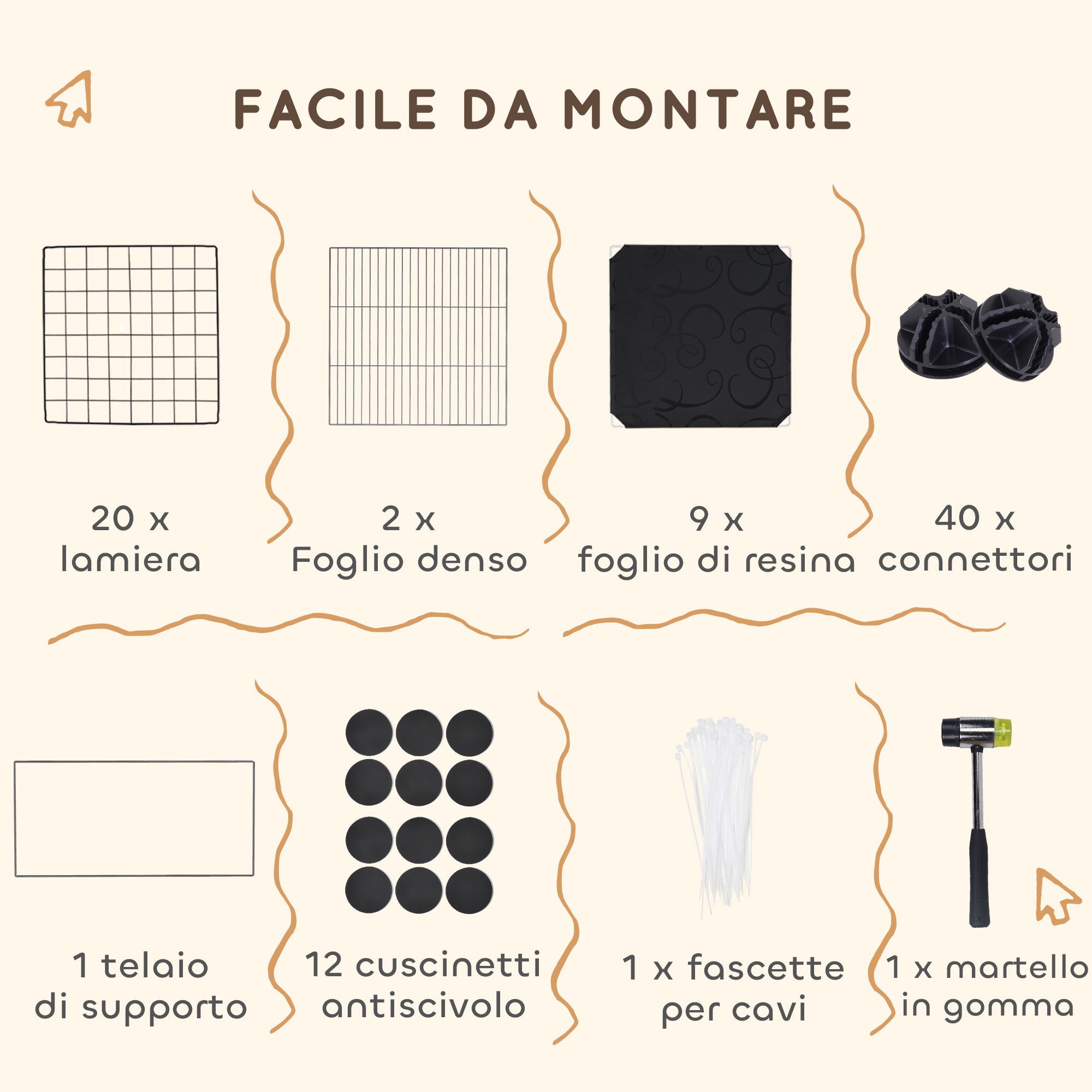 Gabbia Recinto per Piccoli Roditori Modulabile con Cassette Rialzate Nero