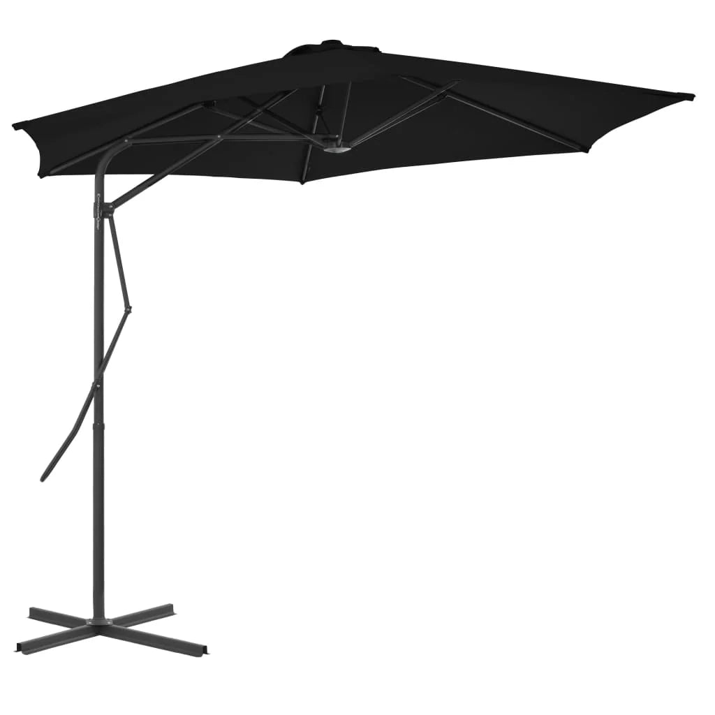 Ombrellone da esterno con palo in acciaio 300 x 230 cm nero 02_0008206