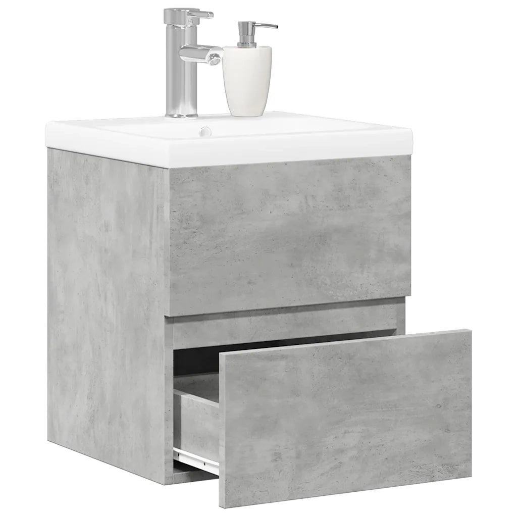 Set Mobili da Bagno | Armadio da bagno 2 pz Grigio Cemento in Legno Multistrato