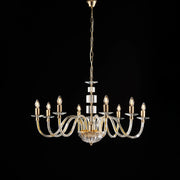 Lampadario Contemporaneo Franz Cristallo Metallo Oro 8 Luci E14
