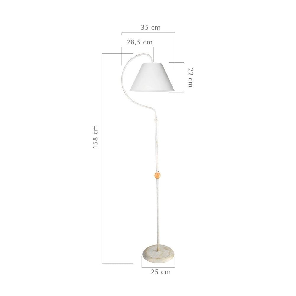 Lampada da terra a stelo con paralume tessuto bianco Geo ASZ1043