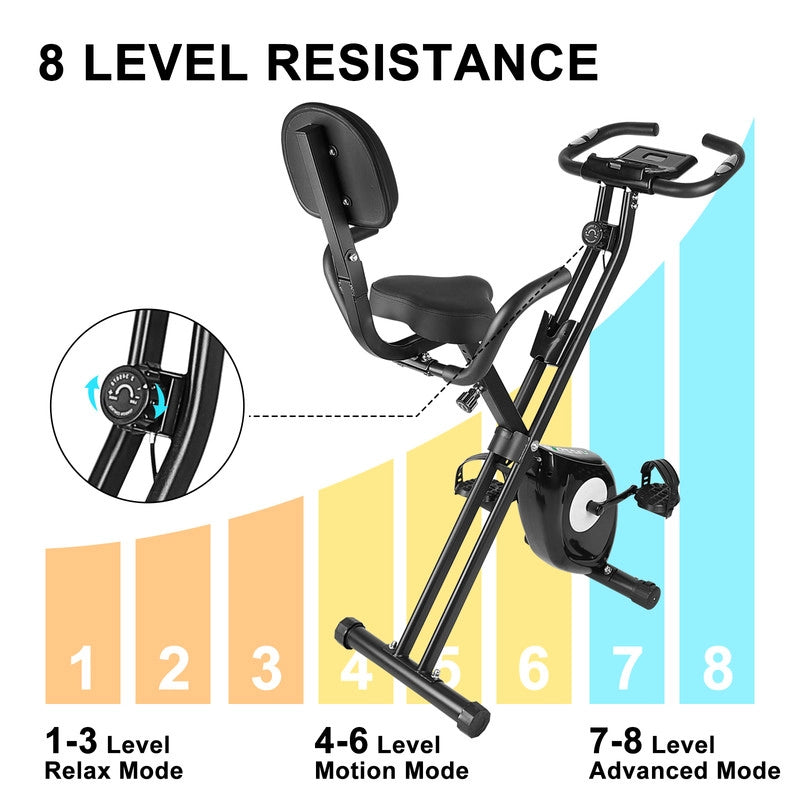 Cyclette pieghevole , resistenza magnetica a 8 livelli, sedile regolabile, con volano magnetico da 2,5 kg, silenziosa e liscia