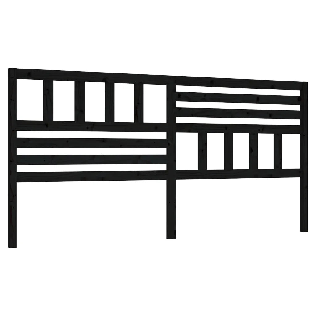 Testiera per Letto-Testata-Testiera Decorativa Nera 186x4x100 cm in Legno Massello di Pino 698545