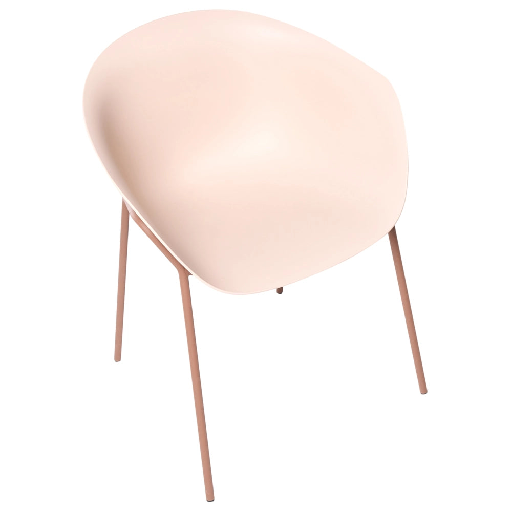 Set di 2 sedie da giardino con seduta in plastica e gambe in metallo beige e marrone resistenti alle intemperie moderne