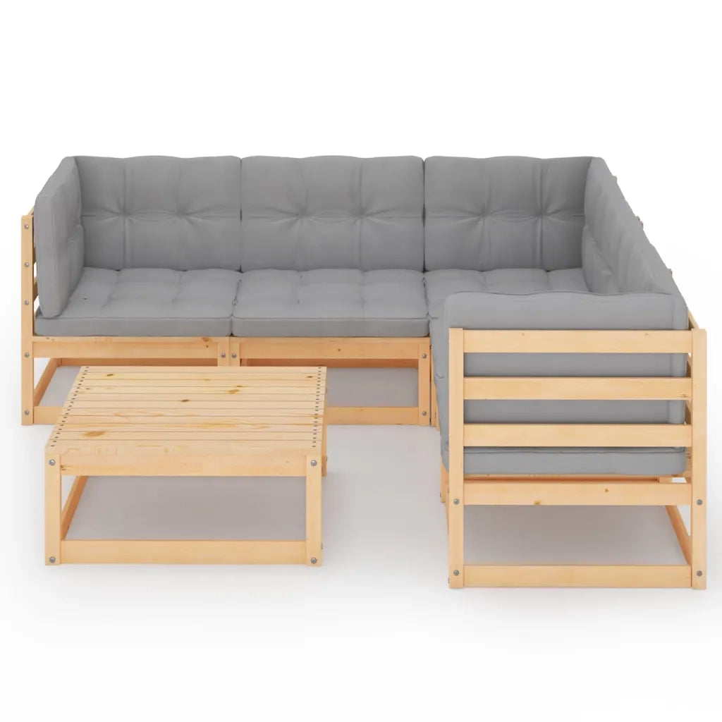 Set Divani da Giardino 6 pz con Cuscini Legno Massello di Pino 3076549