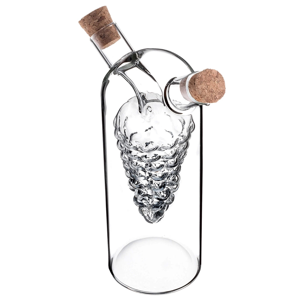 Bottiglia KADAX per olio e aceto, caraffa in vetro da 350 ml, 2 in 1 per olio e aceto con tappo.