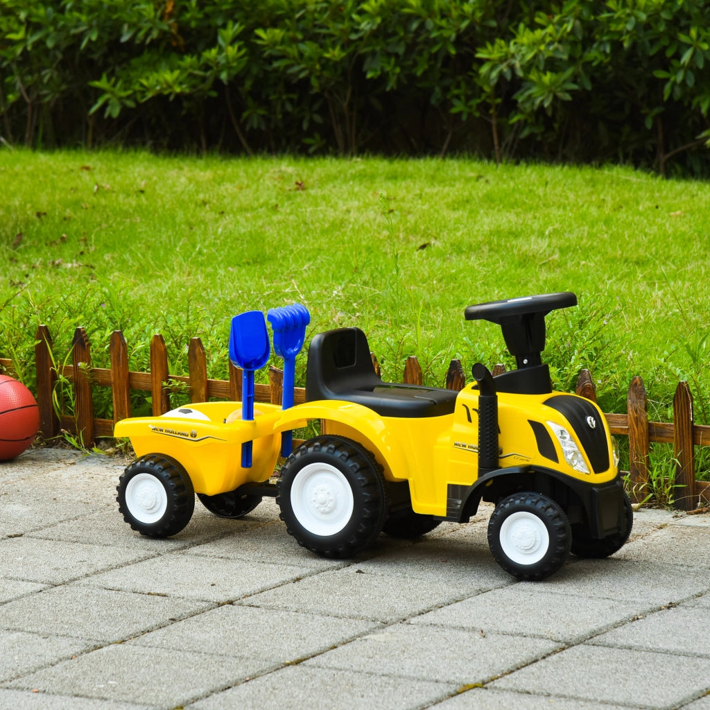Trattore Giocattolo Cavalcabile con Rimorchio per Bambini ¨C zephmum ¨C Giallo 91x29x44cm