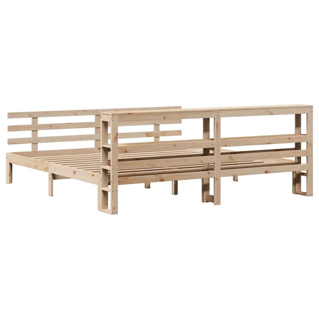 Giroletto con Testiera 200x200 cm in Legno Massello di Pino 3306120