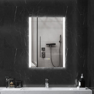 Specchio Bagno da Parete con Luce LED a 3 Colori 70x50x3 cm in Vetro Temperato Argento