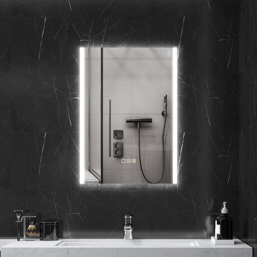 Specchio Bagno da Parete con Luce LED a 3 Colori 70x50x3 cm in Vetro Temperato Argento