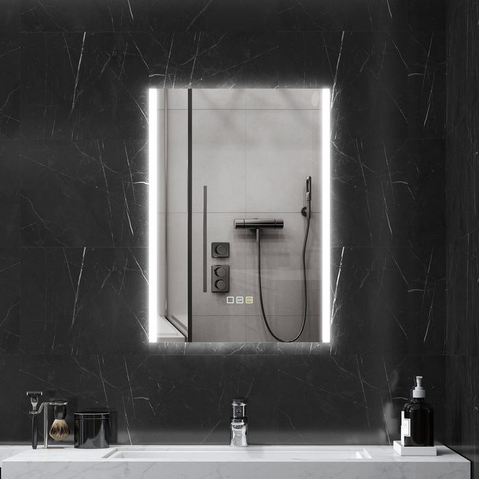 Specchio Bagno da Parete con Luce LED a 3 Colori 70x50x3 cm in Vetro Temperato Argento