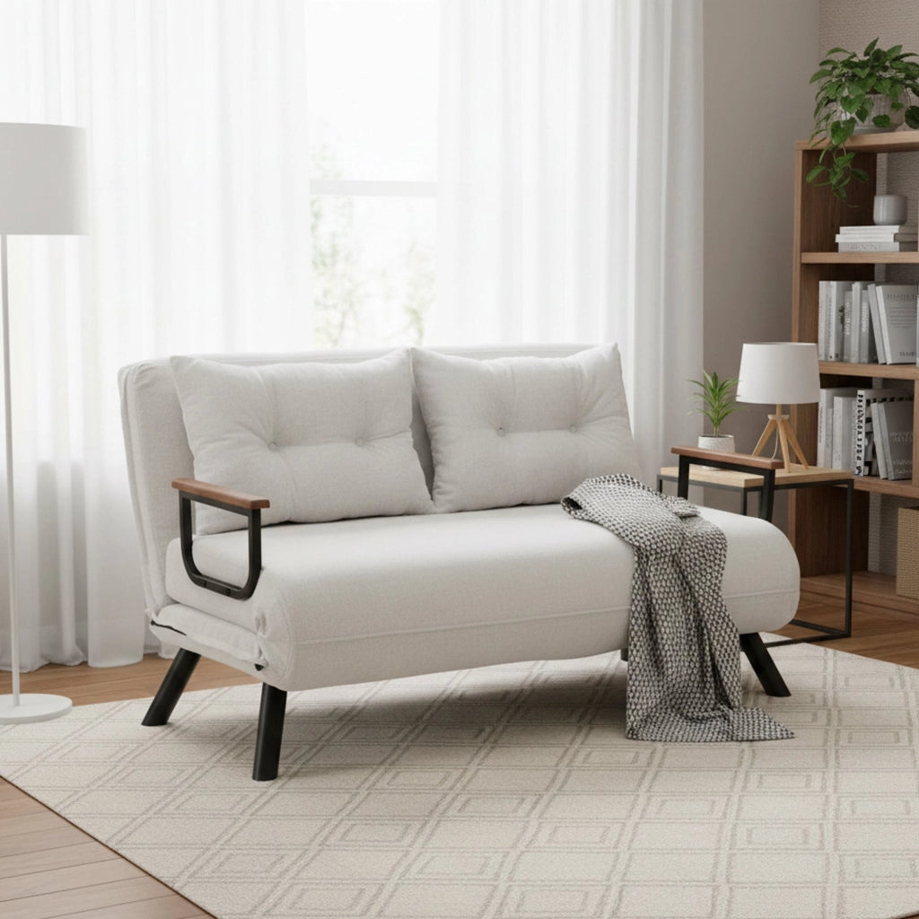 Calvin, Divano Letto 2 Posti Contenitore, 133x78 cm Bianco