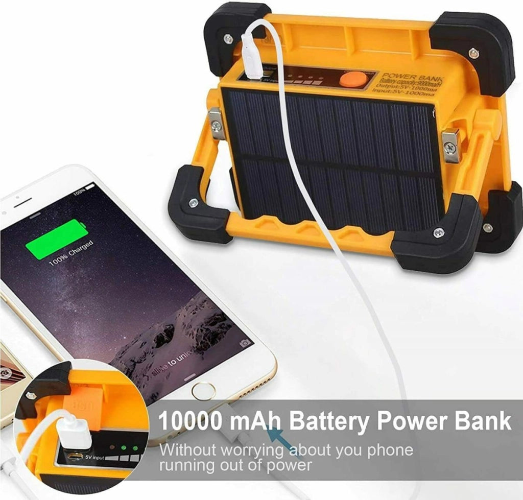 Faro portatile Power bank emergenza led 80w con pannello solare ricaricabile USB sos campeggio