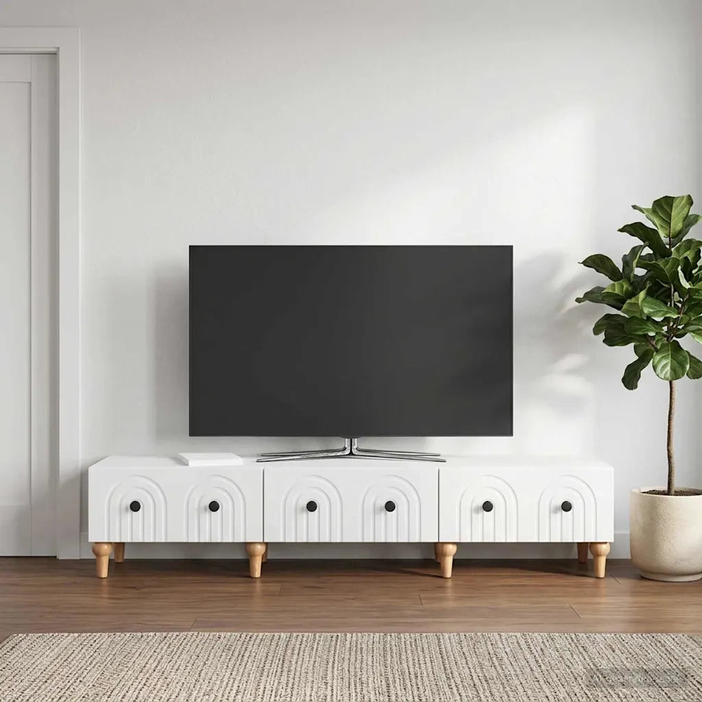 Mobile TV Bianco Lucido 147 x 34,5 x 30 cm Legno ingegnerizzato 894249