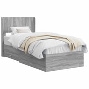Letto singolo | Letto per adulti | Struttura del letto con stoccaggio e testata Sonoma grigio