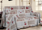 Telo Arredo Multiuso Linea Pensieri Delicati In 100% Cotone Disegno Shabby Love - Matrimoniale - Rosso