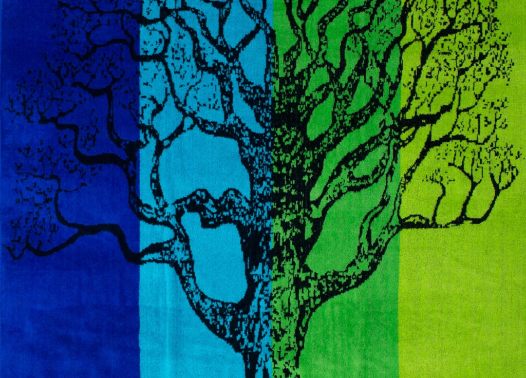 Telo Mare Jacquard Spugna Asciugamano Spiaggia Disegno Life Tree - Telo Mare - Verde