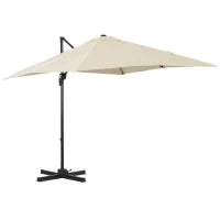 Ombrellone da Giardino con Angolazione Regolabile su 5 Livelli e a 360°, 2.5x2.5 m, color Crema