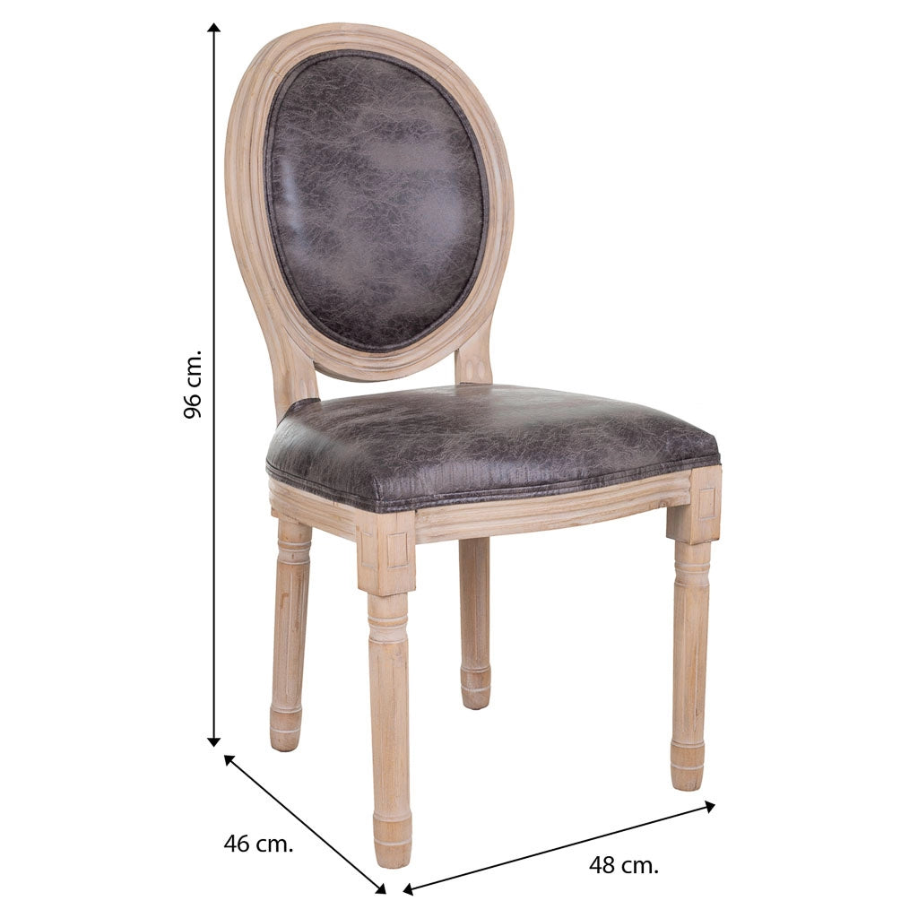 Sedia in legno imbottita grigia 48x46x48/96h