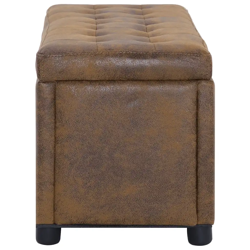 Cassapanca-Panca con Contenitore-Baule 87,5 cm Marrone in Similpelle Scamosciata