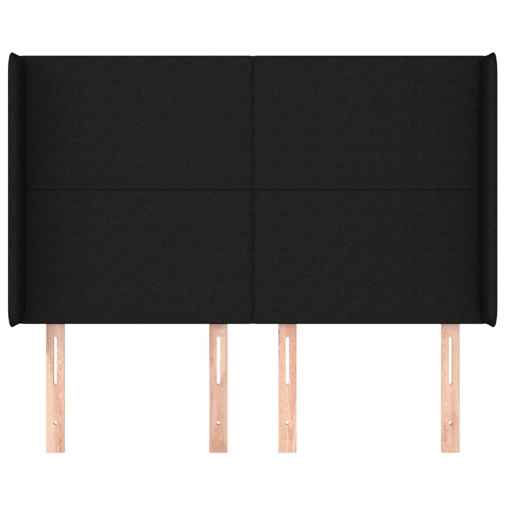 Testiera | Testata ad Orecchio Nera 147x16x118/128 cm in Tessuto