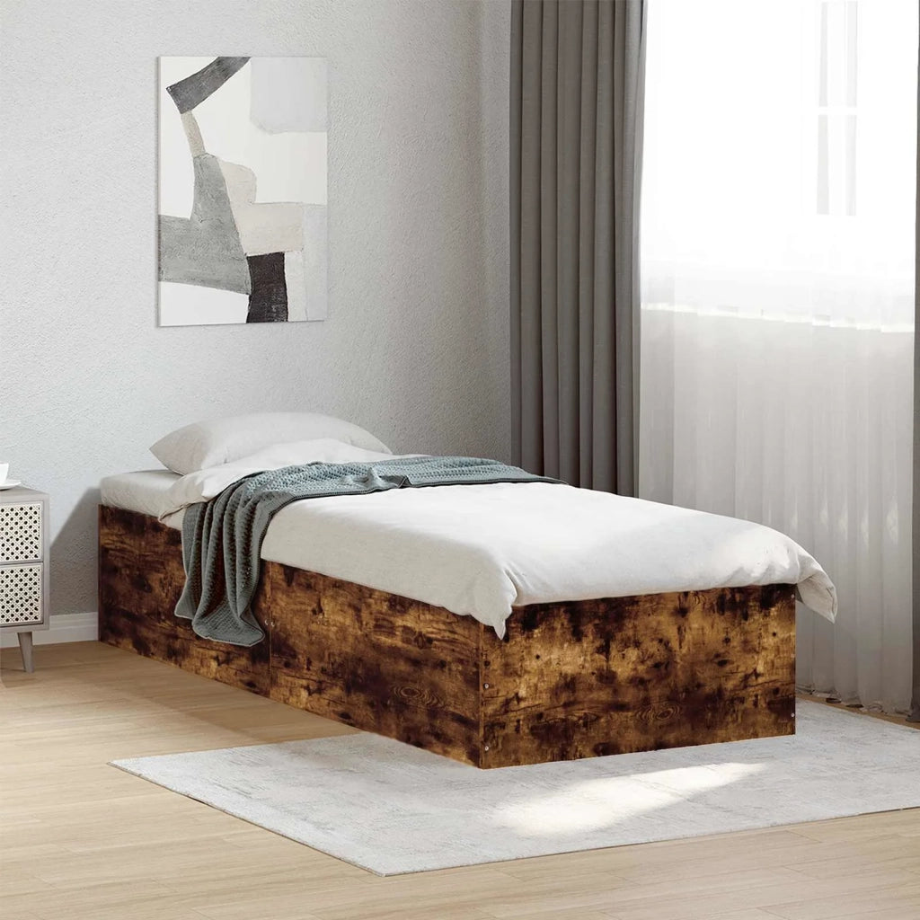 Struttura letto a pavimento Rovere Fumo 80 x 200 cm 3429543