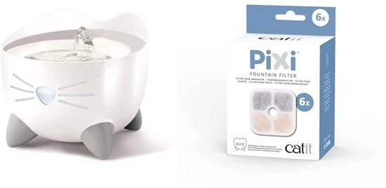 Fonte per gatti, fonte per acqua corrente, acciaio inossidabile & filtro di ricambio 43722, filtro per fonte per gatti per fonte per acqua corrente Pixi, 6-pack