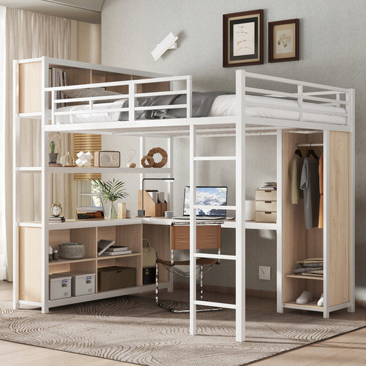 Letto a castello con scrivania e armadio - Xylo - 140x200 cm