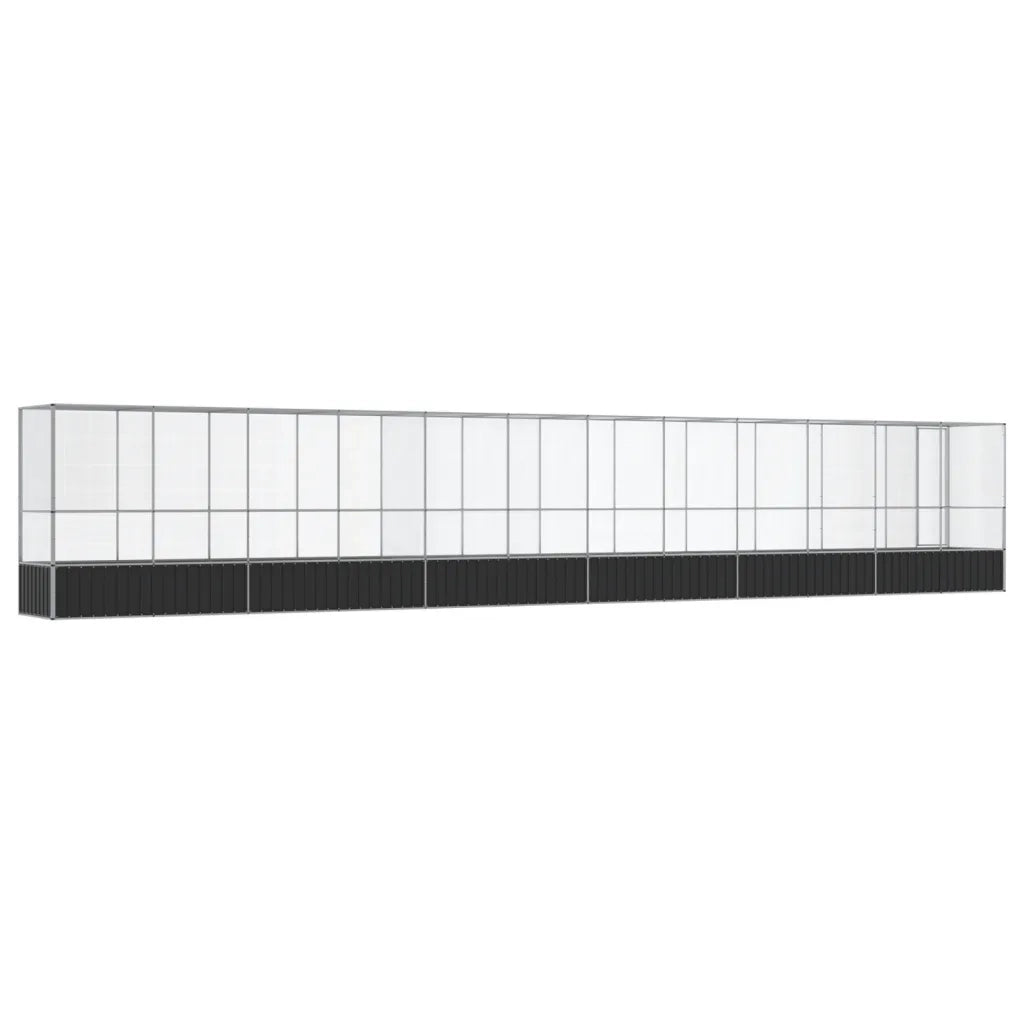 Voliera con Estensione Argento 1250,5x107x212 cm in Acciaio 3214271
