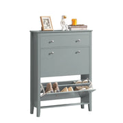 Scarpiera con 2 ribalte Scarpiera con cassetto Scarpiera Scaffali portascarpe grigio 80x25X108cm FSR89-HG