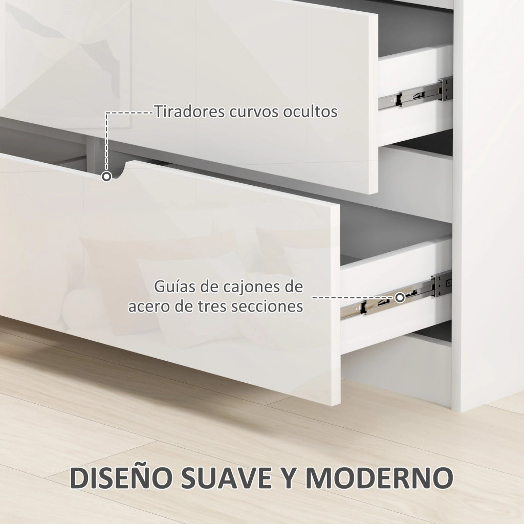 Cassettiera 6 Cassetti ¨C Xylo ¨C Bianco Moderno 120x40x75 cm