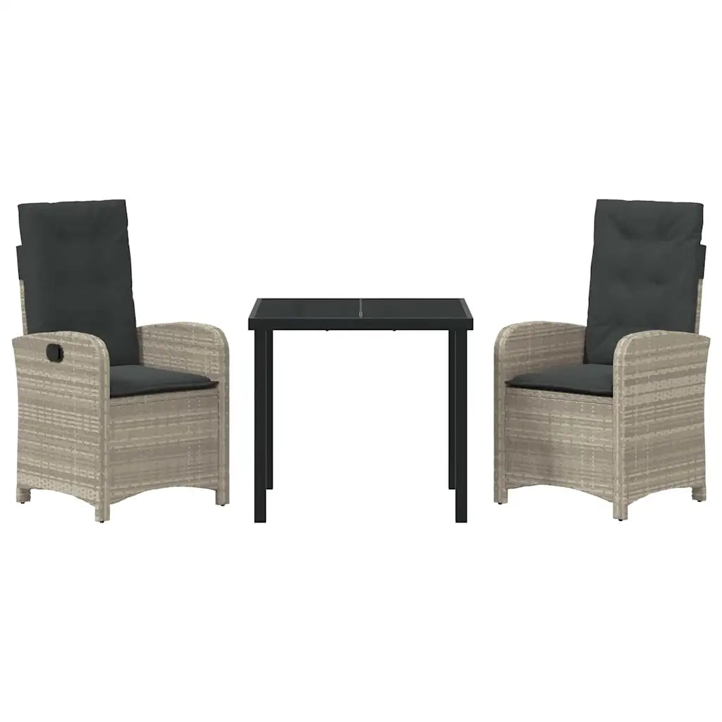 Set da Pranzo per Giardino 3 pcs Grigio chiaro polyrattan 3380295