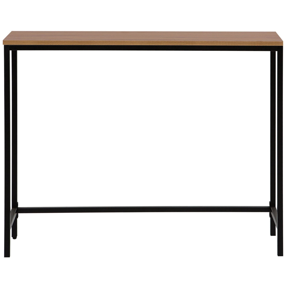 Consolle Piano in Legno Scuro Gambe Nere 100 x 30 cm Stile Industriale Soggiorno Corridoio