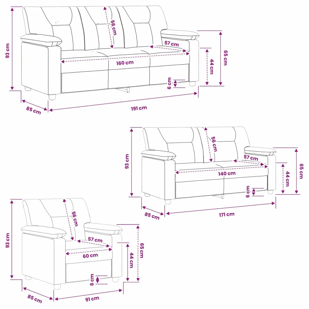 Set di divani 3 pcs Nero Similpelle 3430550