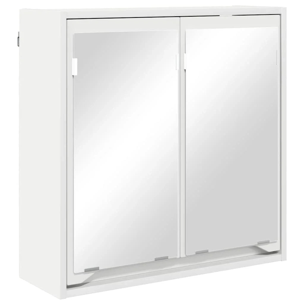 Moderno mobiletto da bagno con specchio da parete 60 x 20 x 60 cm pratico contenitore stile contemporaneo legno bianco 02_0054581