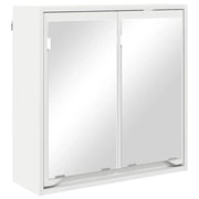Moderno mobiletto da bagno con specchio da parete 60 x 20 x 60 cm pratico contenitore stile contemporaneo legno bianco 02_0054581