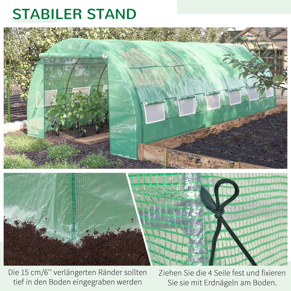 Serra a tunnel 6x3x2 m ¨C zephmum ¨C verde con copertura arrotolabile e struttura in acciaio