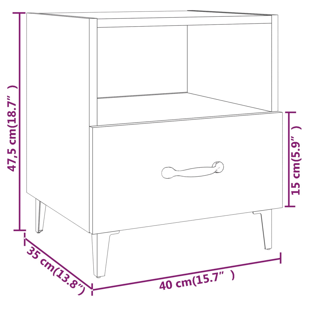Comodini 2 pz Grigio Cemento in Legno Multistrato cod mxl 30380
