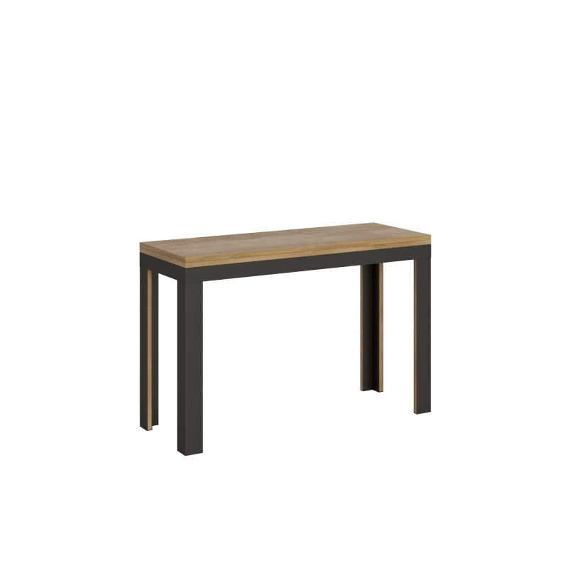 Tavolo apribile 120/200x45/90 cm Linea Double telaio Antracite - Quercia Natura