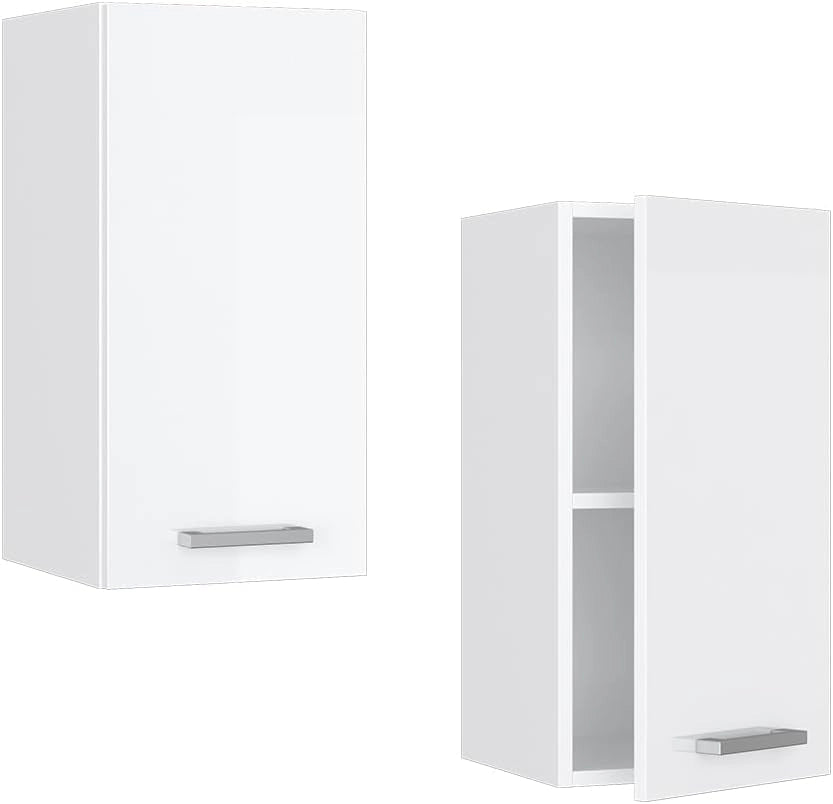 Pensile da cucina R-Line, Bianco lucido, 30 cm, per la libera combinazione all'interno di sistemi cucina modulari