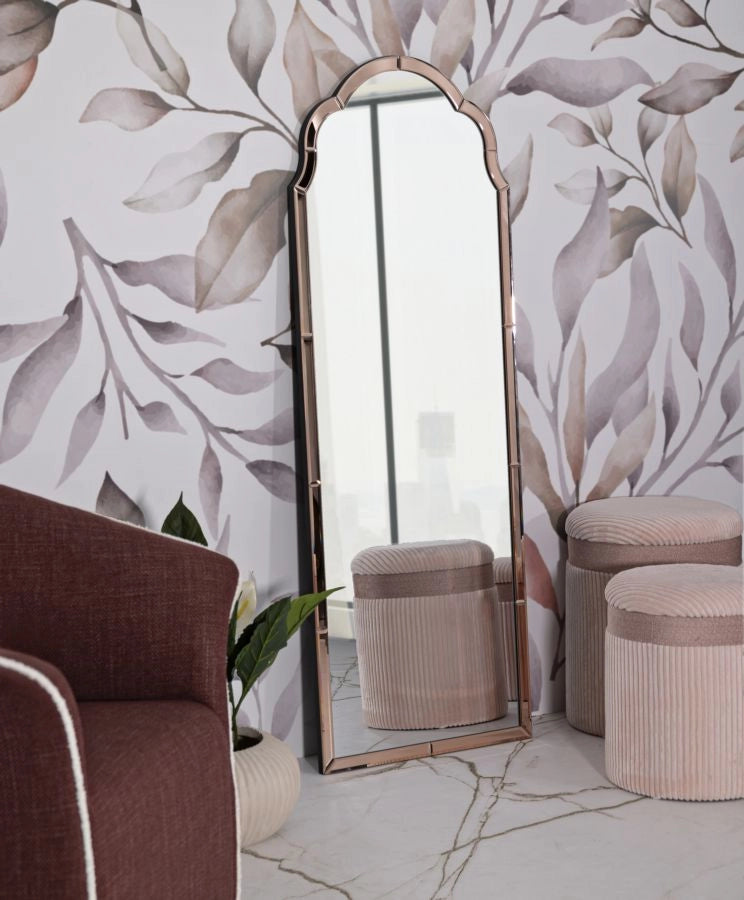 Specchio da Muro Tangeri Rosa 55x2x150 cm in MDF e Vetro e Specchio Rosa