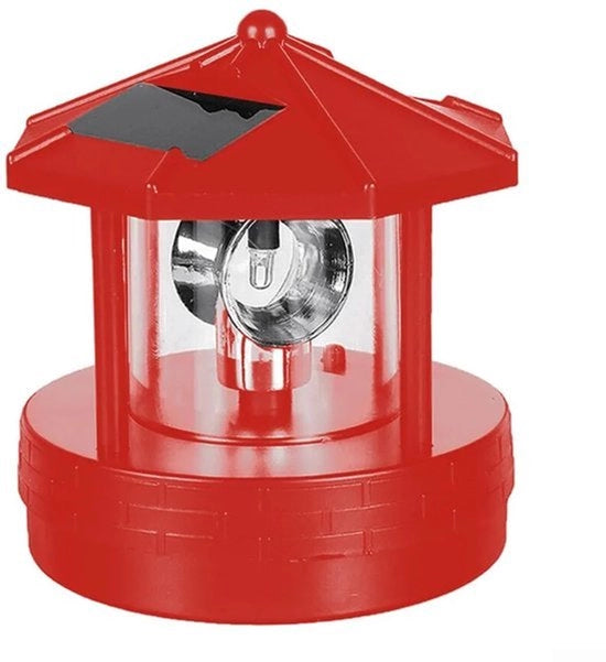 Lampada esterna, torre di luce rotante alimentata da energia solare, torre di luce solare LED, illuminazione esterna impermeabile, adatta per prati, terrazze e patio, rosso, 10x10x11,5 cm.
