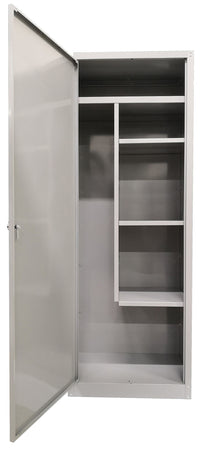 Armadio Porta Scopa 1 Anta 60x40x167 cm in Metallo Verniciato Grigio Chiaro