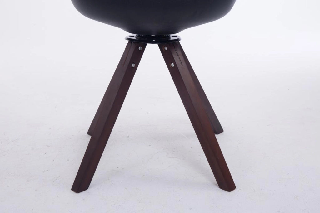 Sedia ospite Troyes Girevole Similpelle Quadrato nero,noce