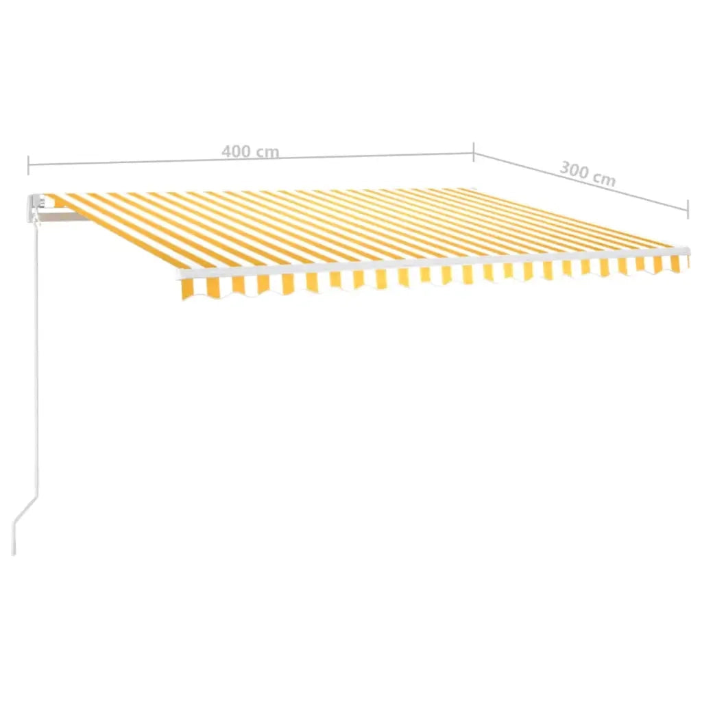 Tenda da Sole Retrattile Manuale e LED 400x300cm Gialla Bianca 3068903