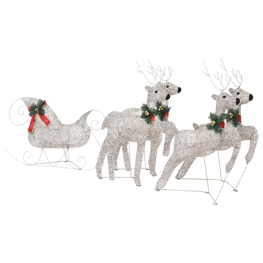 Renne e Slitta Decorazione Natalizia per Esterni 100 LED Oro 329830
