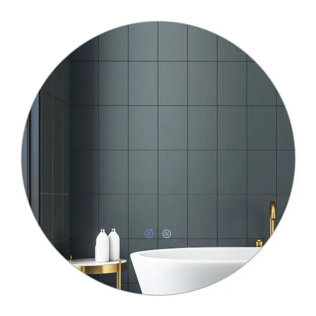 Specchio Bagno LED Rotondo Ø60 cm Touch Smart con Antiappannamento e Luce Regolabile Vetro Temperato da Parete