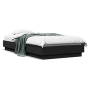 Letto singolo | Letto per adulti | Giroletto Nero 90x190 cm in Legno Multistrato