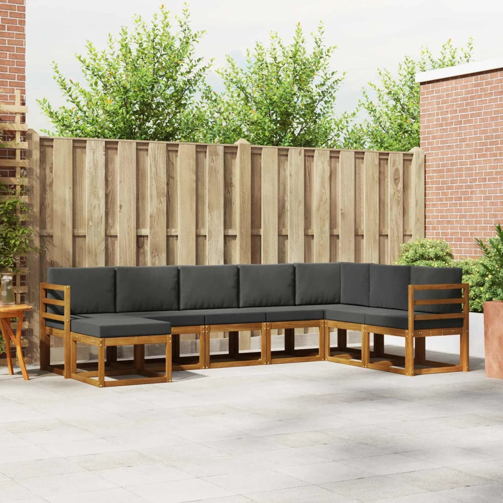 Set di divani da esterno con cuscino 8 pcs Naturale e Antracite