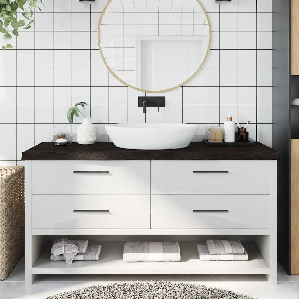 Piano Bagno Marrone Scuro 160x60x(2-6)cm Legno Trattato CFW5544257